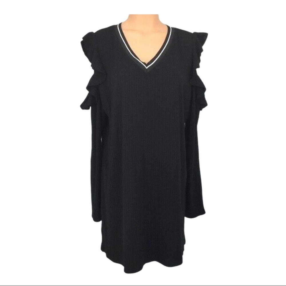Tesoro Moda Ruffled Cold Shoulder Long Sleeve Top